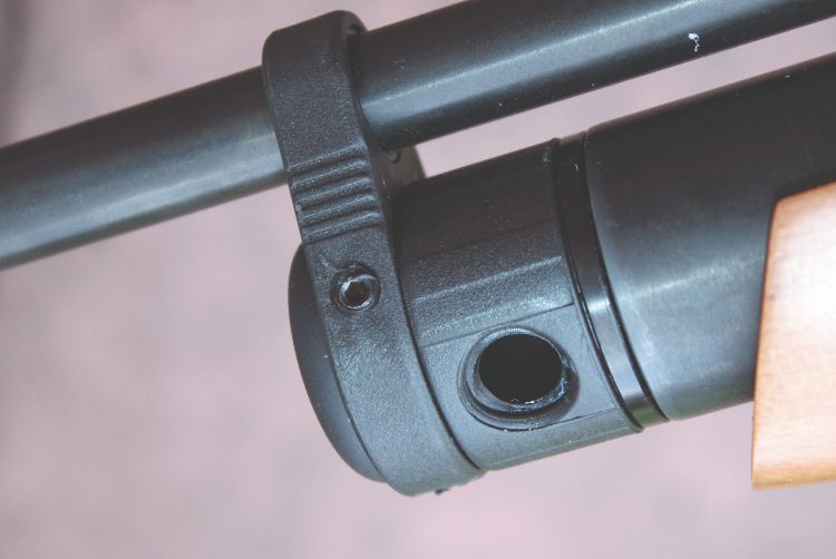 Figure of eight clamp on a PCP air rifle